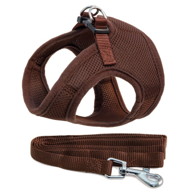 Комплект (Triol) HL03XS шлейка мягкая (грудь 30см) + поводок 1,5*120см, коричневая фото Комплект (Triol) HL03XS шлейка мягкая (грудь 30см) + поводок 1,5*120см, коричневая фото