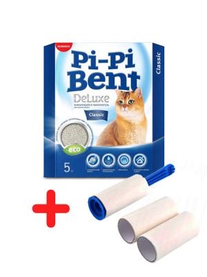 Pi-Pi-Bent 5кг DeLuxe Classic комкующийся, наполнитель для кошек (упаковка 4шт.) + подарок  фото