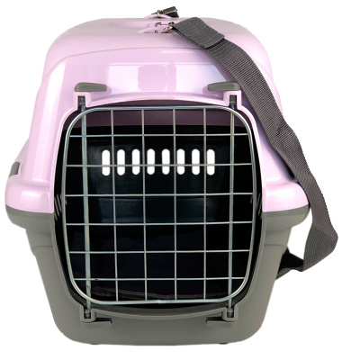 Переноска (Зооэкспресс) 18322 переноска для живот."Турне"L с металлической дверцей (коврик+ремень) 54.5*36*34 см фиолетовая