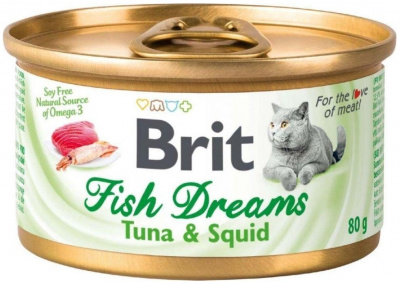 Brit Fish Dreams Tuna & Squid 0,08кг тунец и кальмар консервы для кошек (527915)