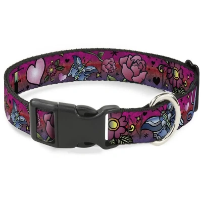Ошейник (Buckle-Down) Любовь розовый цвет с пластиковой застёжкой 23-38 см фото