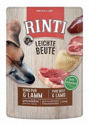 RINTI LEICHTE BEUTE Rind Pur + Lamm 0,4кг говядина и ягненок влажный корм для собак фото