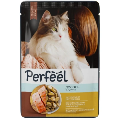 Perfeel 0,075кг лосось в соусе для кошек пауч фото