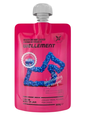 Wellement 0,08кг Ягненок с грушей кремовый топпинг для собак фото