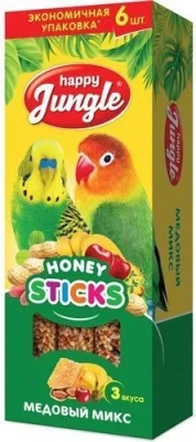 Happy Jungle палочки для птиц медовый микс 6шт (J216) Happy Jungle палочки для птиц медовый микс 6шт (J216)