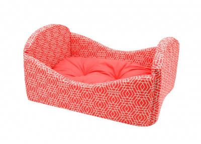 Лежанка (Зооэкспресс) кроватка "Геометрия" бязь № 2 56*41*25 см коралловый