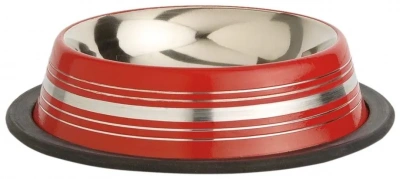 Миска (Beeztees) 653736 стальная нескользящая розовая в полосочку 180мл*11см фото