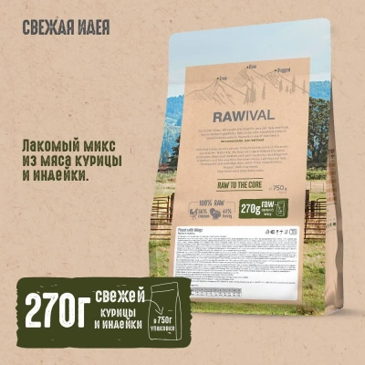 RAWIVAL Finest with Wings курица и индейка для взрослых собак карликовых и маленьких пород, 0,75 кг фото