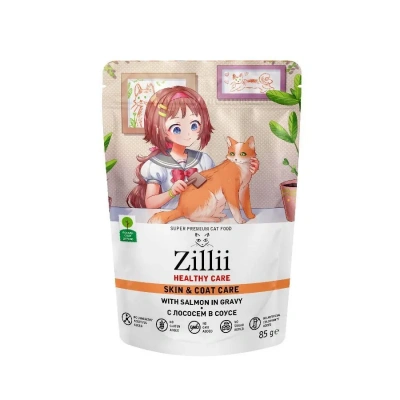 ZILLII Cat Skin & Coat Carel 0,085кг лосось в соусе для кошек здоровье кожи и шерсти (355681) фото ZILLII Cat Skin & Coat Carel 0,085кг лосось в соусе для кошек здоровье кожи и шерсти (355681) фото