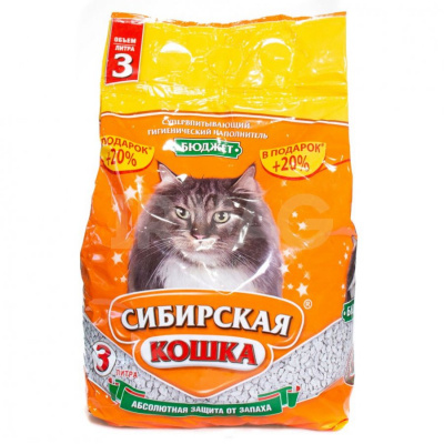 Наполнитель (Сибирская кошка) 3л Бюджет впитывающий для кошек