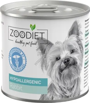809141003 Корм влажный полнорационный диетический для собак Zoodiet Hypoallergenic Rabbit/Кролик, 240 г