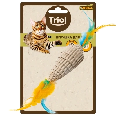 Игрушка (Triol) NATURAL Конус с перьями из гофрокартона для кошек, 80/220мм Игрушка (Triol) NATURAL Конус с перьями из гофрокартона для кошек, 80/220мм
