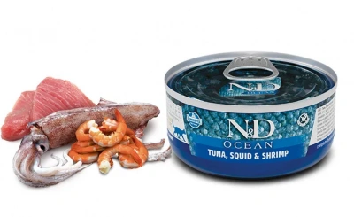Farmina (Фармина) N&D Cat Ocean 0,080кг сибас, кальмар и креветки консерва для взрослых кошек 
