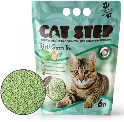 Наполнитель (Cat Step) Tofu Green Tea 6л (2,70кг) растительный комкующийся для кошек фото Наполнитель (Cat Step) Tofu Green Tea 6л (2,70кг) растительный комкующийся для кошек фото