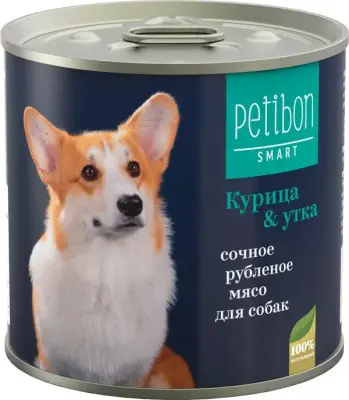 317141002 Корм влажный для собак Petibon Smart "Рубленое мясо с курицей и уткой", 240 г