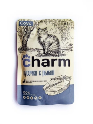 Charm 0,085кг рыба в соусе пауч для стерилизованных кошек фото Charm 0,085кг рыба в соусе пауч для стерилизованных кошек фото