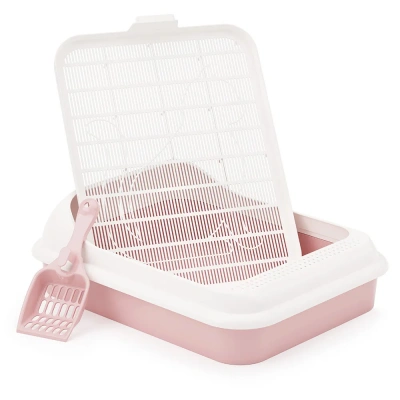 Туалет (Zoo Plast) Лекси набор лоток с бортом, сеткой и совком, розовый (45,5*35,5*16см) фото