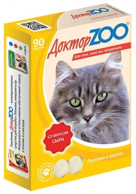 ДокторZoo 0,045кг лакомство витаминное 90таб, со вкусом сыра для кошек фото