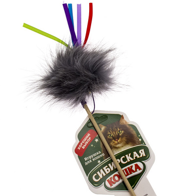 Дразнилка (Сибирская кошка) Удочка Пушистик с погремушкой и лентами Дразнилка (Сибирская кошка) Удочка Пушистик с погремушкой и лентами фото