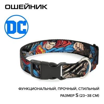 Ошейник (Buckle-Down) Супермен Герой Метрополиса мультицвет с пластиковой застёжкой 23-38см фото