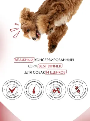 Best Dinner Dog Super Premium 0,34кг говядина пауч для собак и щенков (550526) фото