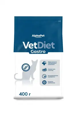 AlphaPet Vet Diet (АльфаПет) 0,4кг Gastro сухой при острых расстройствах пищеварения, в реабилитационный период и при истощении для кошек (655254) фото AlphaPet Vet Diet (АльфаПет) 0,4кг Gastro сухой при острых расстройствах пищеварения, в реабилитационный период и при истощении для кошек (655254) фото