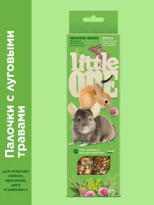 Little One 0,055кг*2шт Палочки для морских свинок, кроликов и шиншилл с луговыми травами фото