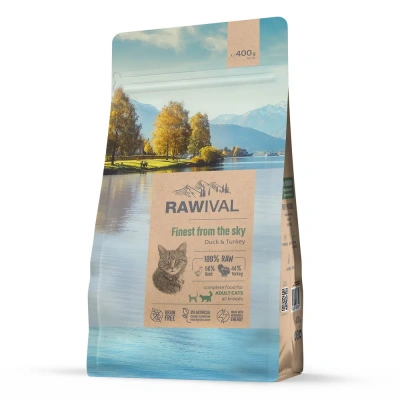 RAWIVAL Finest from the Sky утка и индейка для взрослых кошек, 0,4 кг фото