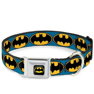 Ошейник (Buckle-Down) Бэт-сигнал синий цвет с металлической застежкой 28-43см