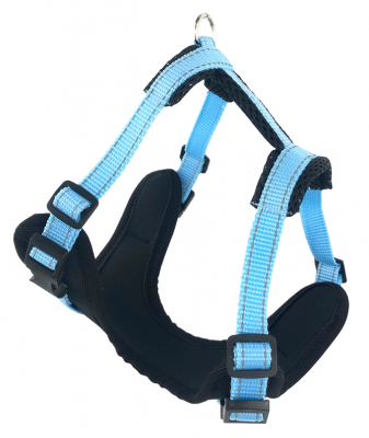 Шлейка (Зооэкспресс) 5814 Г FRESH LINE L с ручкой, неопрен, капрон, сетка, ОГ 70-80 см,черная с голубым