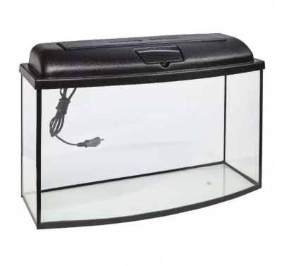 Аквариум (Голдфиш) 55л (64,3*25,2*39,7) телевизор с крышкой беленый дуб и 2 диодными лампами ТВ55F Е14 бду