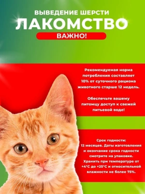 TiTBiT 0,06кг хрустящие подушечки для кошек с говядиной для выведения шерсти  фото