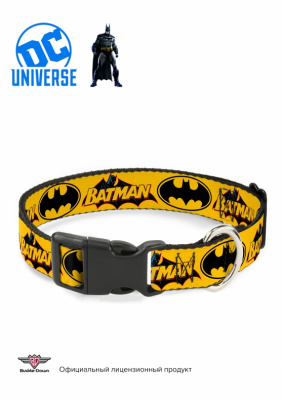 Ошейник (Buckle-Down) Бэт-Cигнал жёлтый цвет с пластиковой застёжкой 38-66 см