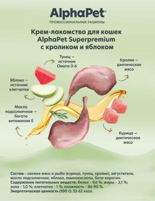 AlphaPet Superpremium (АльфаПет) 0,048кг крем-лакомство кролик яблоко для кошек (654844) фото