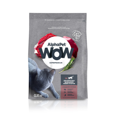 AlphaPet WOW (АльфаПет) 0,35кг с говядиной и печенью сухой для домашних кошек (651515) фото AlphaPet WOW (АльфаПет) 0,35кг с говядиной и печенью сухой для домашних кошек (651515) фото
