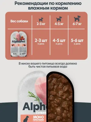 AlphaPet Superpremium Monoprotein (АльфаПет) 0,1кг индейка мясные кусочки в соусе для собак (657883) фото