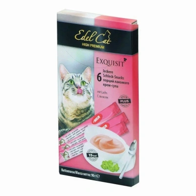 Edel Cat 0,03кг лакомство крем-суп лосось для кошек, 6шт