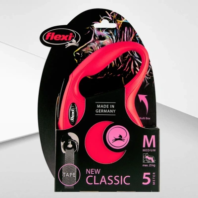 Рулетка (Flexi) Classic New M ремень 5 м  25 кг красный фото Рулетка (Flexi) Classic New M ремень 5 м  25 кг красный фото