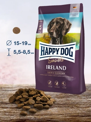 Happy Dog Supreme Sensible Ireland 2,8кг лосось кролик сухой для собак средних и крупных пород  улучшение состояния кожи и шерсти  фото Happy Dog Supreme Sensible Ireland 2,8кг лосось кролик сухой для собак средних и крупных пород  улучшение состояния кожи и шерсти  фото