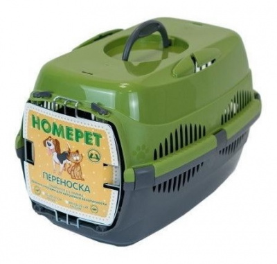 Переноска (Homepet) 43х29х27см для животных малая оливково-серая Переноска (Homepet) 43х29х27см для животных малая оливково-серая