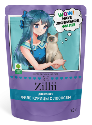 ZILLII (Зилли) Cat Sterilized 0,075кг филе куриное филе лосося в желе для стерилизованных кошек (356558) фото