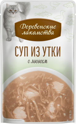 Деревенские лакомства 0,035кг*4шт суп из утки с лососем, пауч (76051172) фото