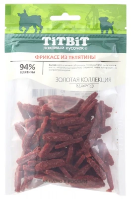 Лакомство (TiTBiT) 0,07кг фрикасе из телятины Золотая коллекция для собак Лакомство (TiTBiT) 0,07кг фрикасе из телятины Золотая коллекция для собак