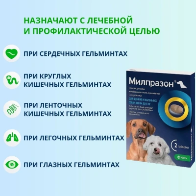 Милпразон (KRKA) 2,5/25мг 2таб. антигельминтик для щенков и собак до 5кг, 1таб./1-5кг (ЛИЦЕНЗИЯ) фото Милпразон (KRKA) 2,5/25мг 2таб. антигельминтик для щенков и собак до 5кг, 1таб./1-5кг (ЛИЦЕНЗИЯ) фото