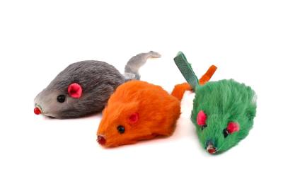 Игрушка (Nunbell) набор  Мышки натуральный мех 3шт 12/5х3х3см для кошек фото