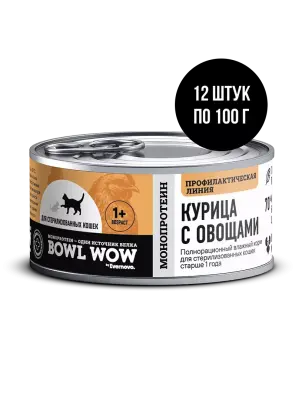 Bowl Wow 0,1кг паштет курица для стерилизованных кошек (665755)