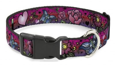 Ошейник (Buckle-Down) Любовь розовый цвет с пластиковой застёжкой 28-43 см