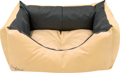 Лежанка (Зооэкспресс) пухлик «Oxford» №2 двухсторонняя 49*36*22 см бежевый/серый