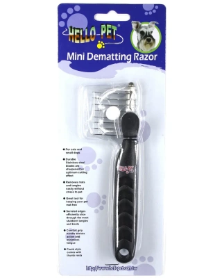 Колтунорез (Hello Pet) 2316208N бок. мини, 8 лезвий загнут., черн. ручка фото