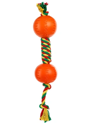 Гантель (Doglike) канатная средняя (желтый-зеленый-красный) фото